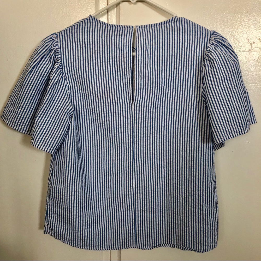 Zara Blue/White Stripe Blouse - Picture 4 of 5